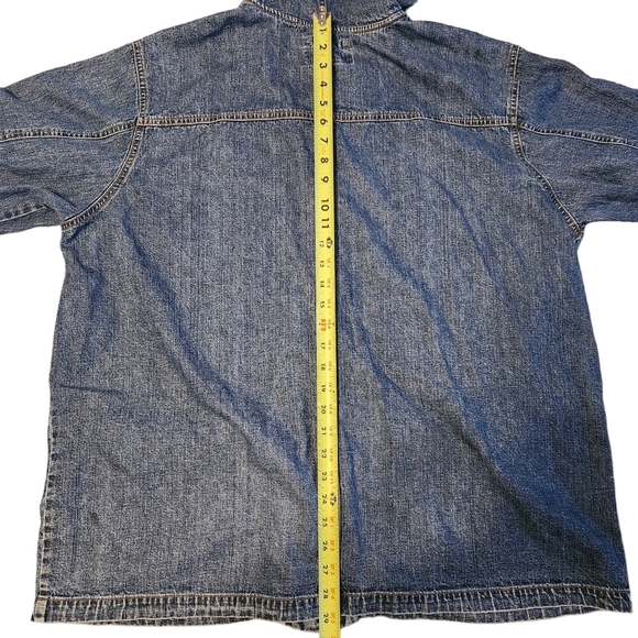 Vtg L.A. Blues Denim Hooded Full Zip Jacket With Large Pockets Dark Wash Rare - Picture 10 of 13